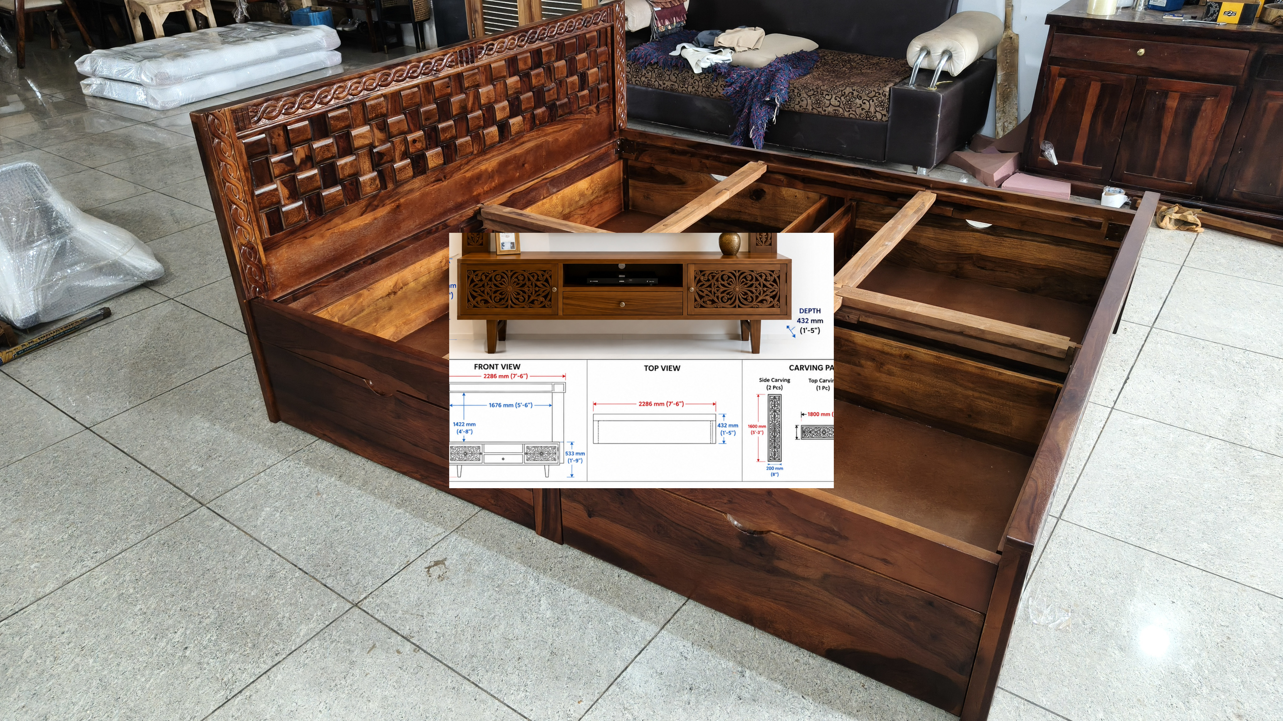 niwar carving bed
