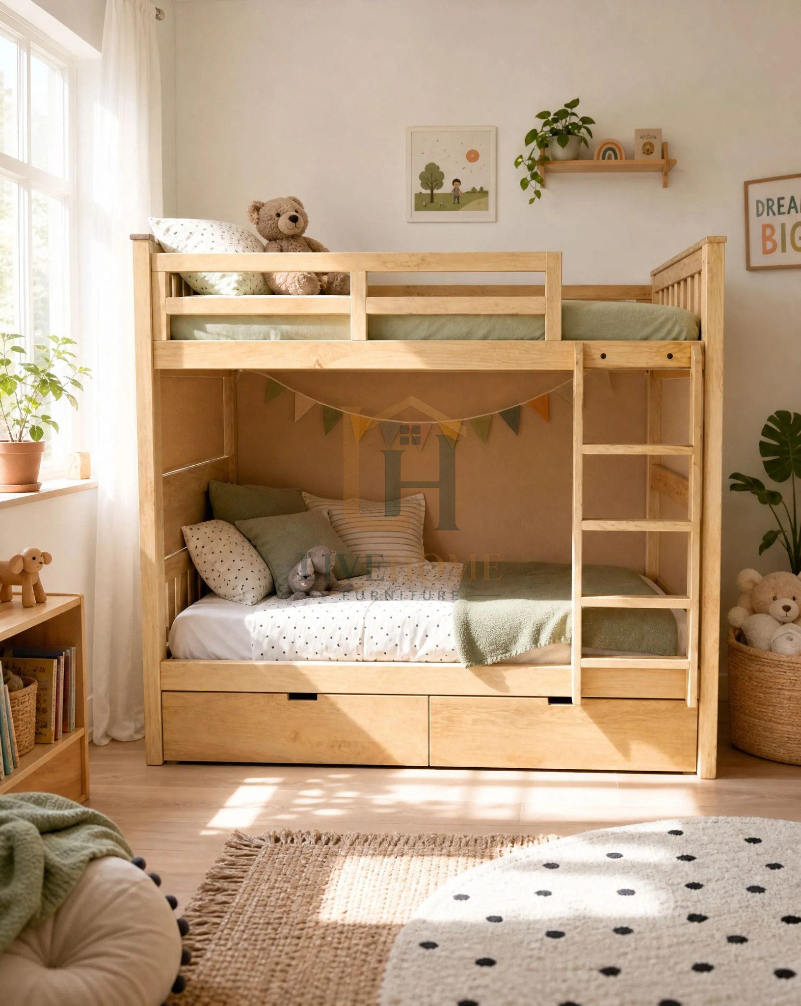 Kids Bunk Bed with Storage (Fully Foldable)