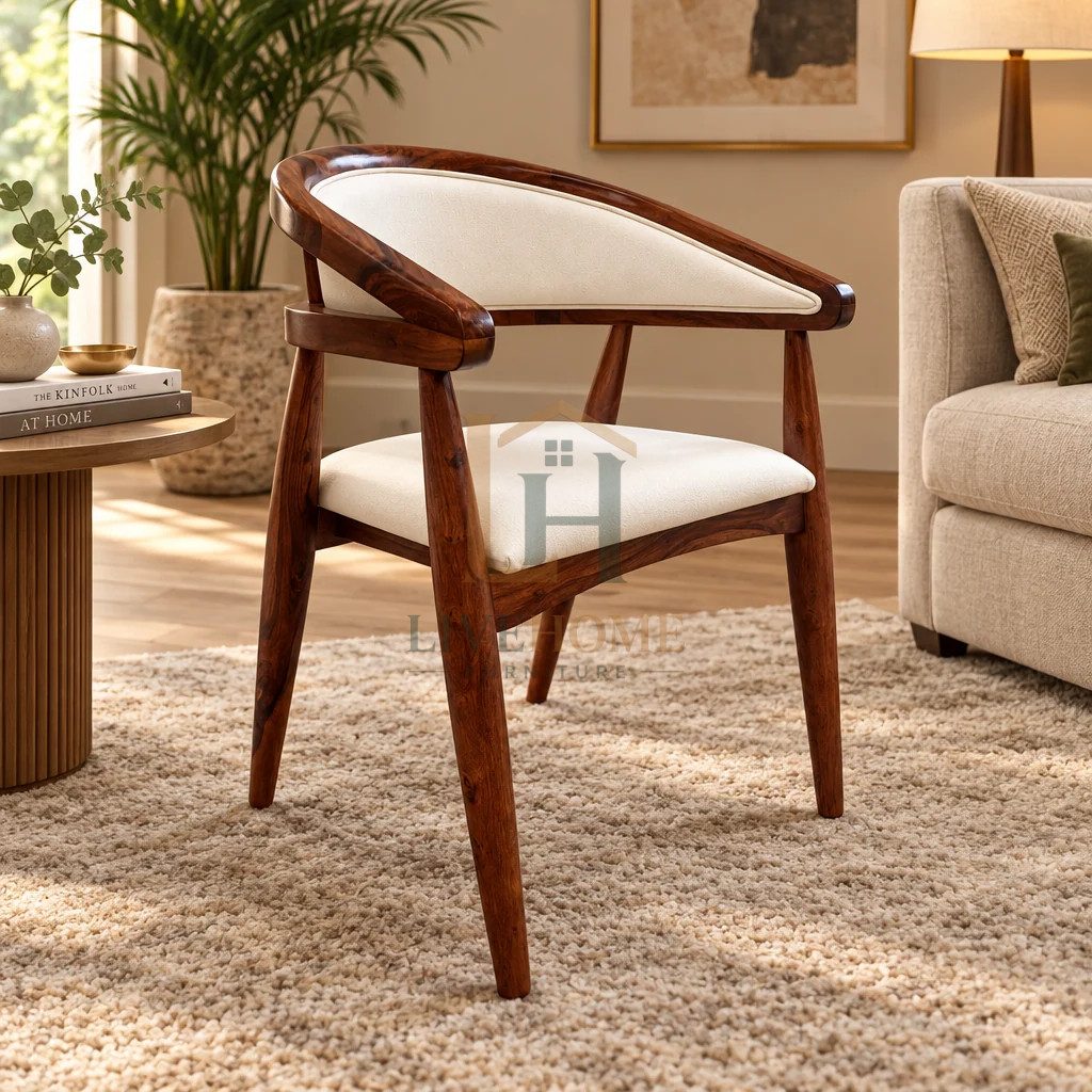 Designer Sheesham wood accent dining Arm chair for home, cafe, restaurant & hotel