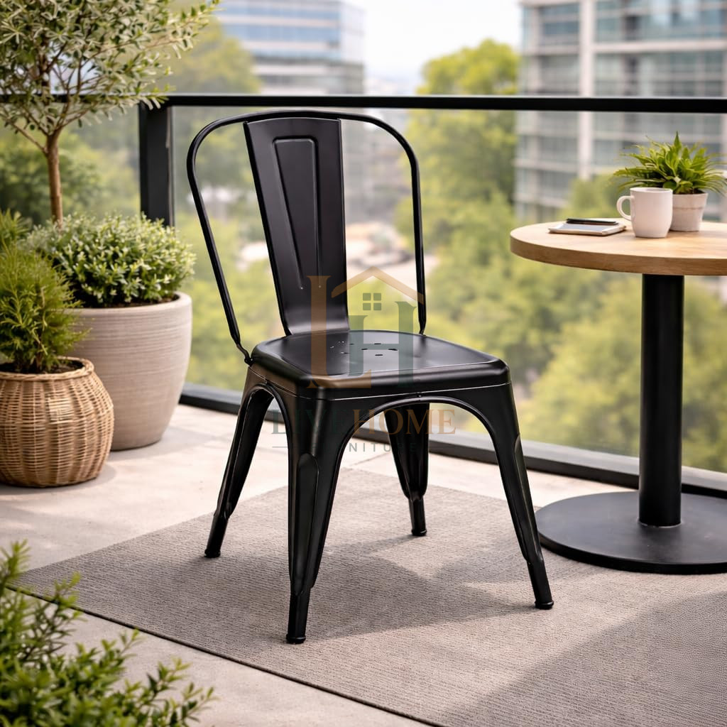Long Durable Steel Chair Perfect for Garden, Study, Cafeteria, Office, Balcony Metal Cafeteria Chair
